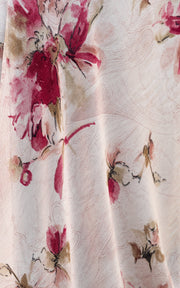 Details of printed chiffon hijab with pink flowers