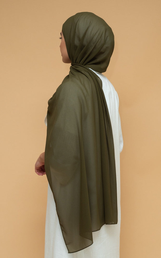 Chiffon Hijab - Army Green