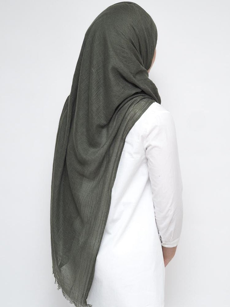 Wool Mix Hijab - Olive