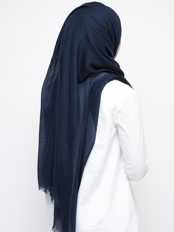 Wool Mix Hijab - Navy