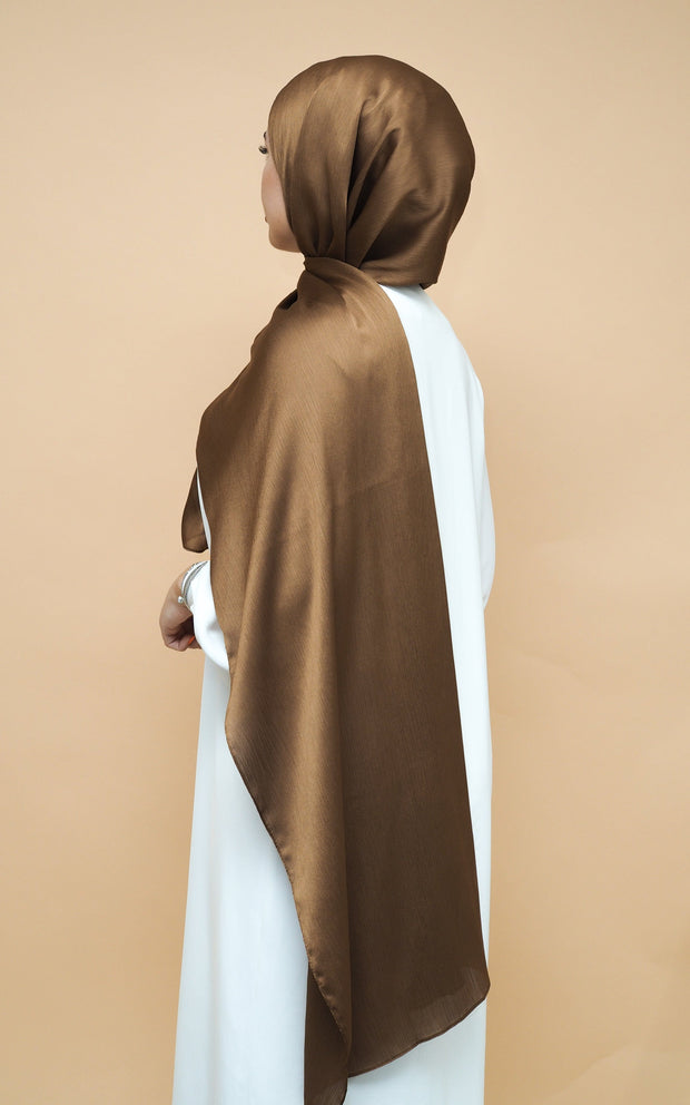 Satin Crimp Hijab - Camel
