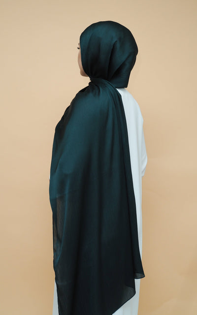 Satin Crimp Hijab - Emerald