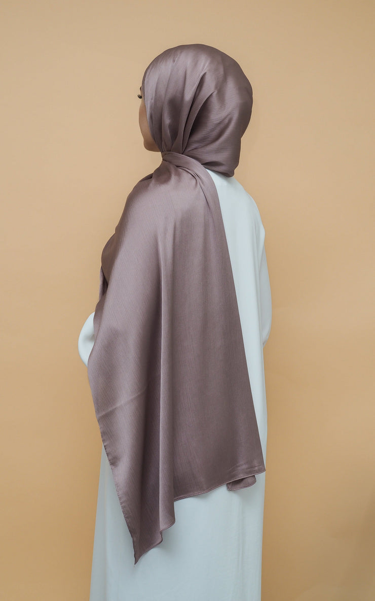 Satin Crimp Hijab - Mink