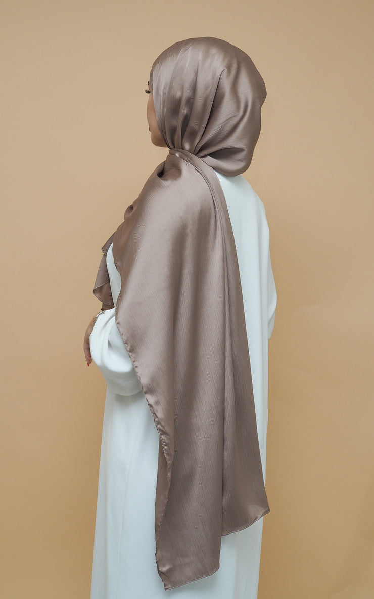 Satin Crimp Hijab -  Mocca