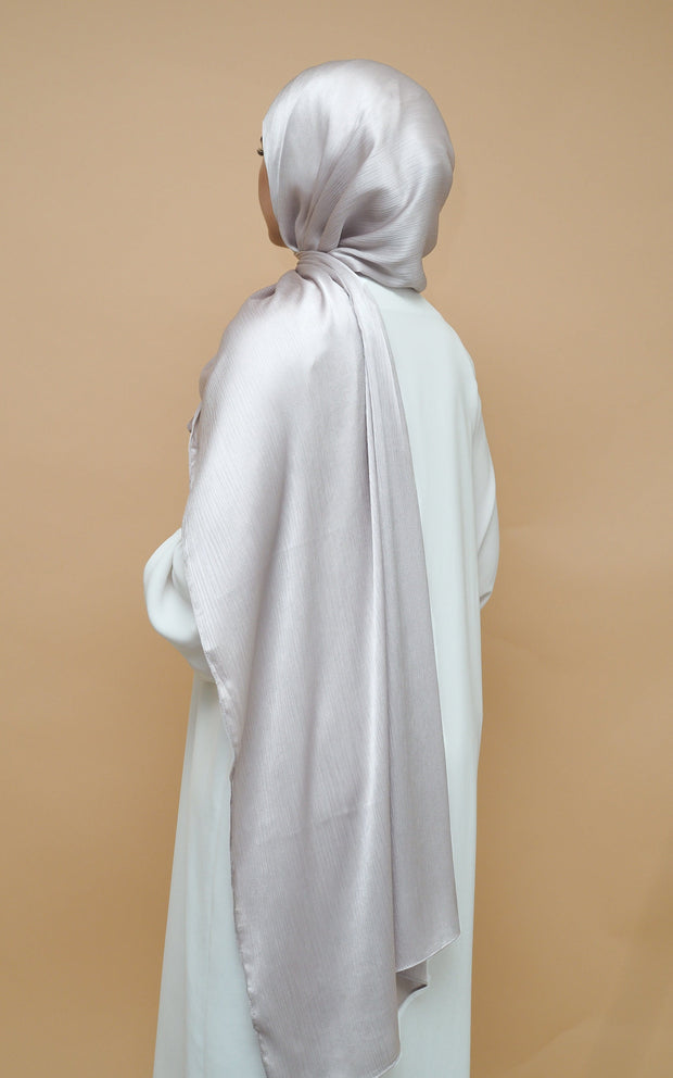 Satin Crimp Hijab - Silver