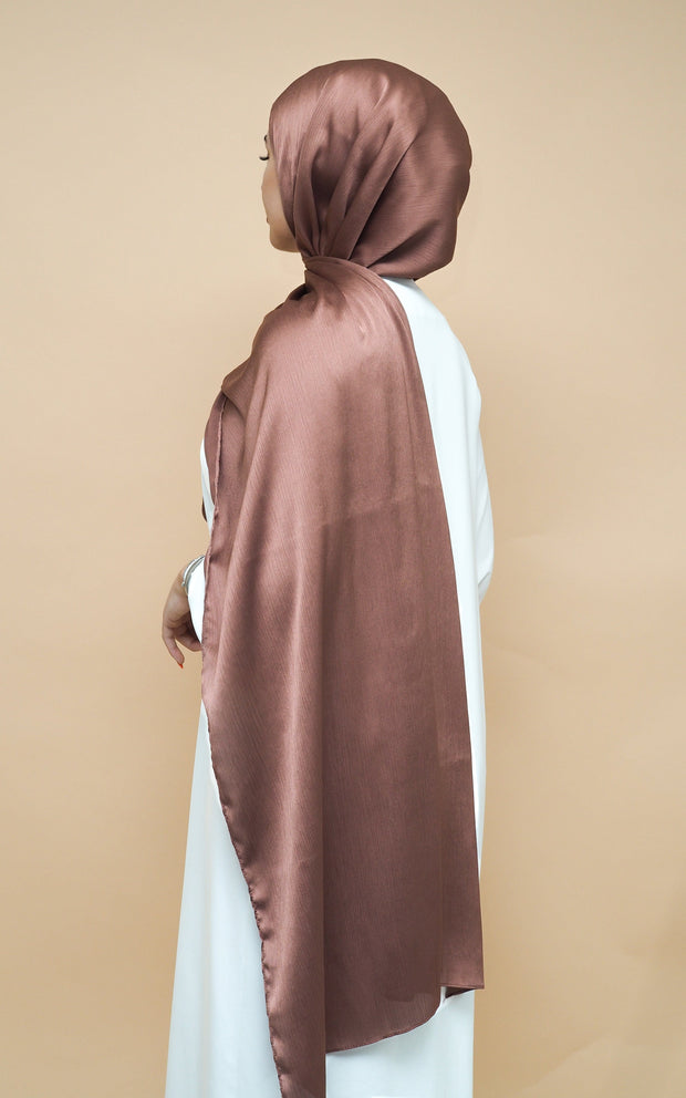 Satin Crimp Hijab - Tawny
