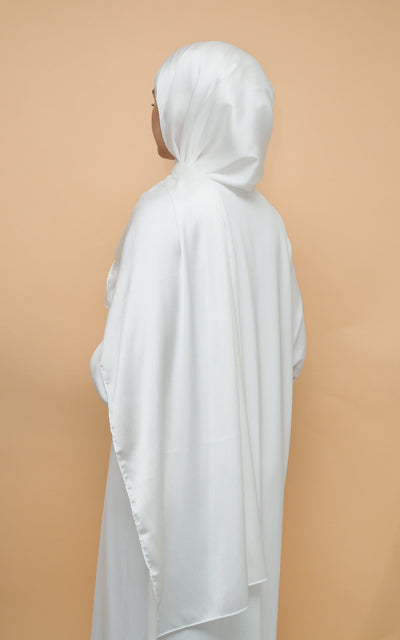 Satin Crimp Hijab - White